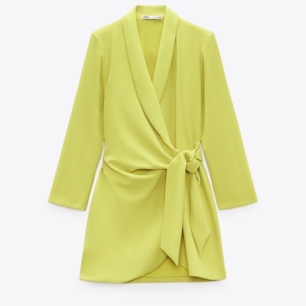 Zara Lime Green Wrap Mini Dress